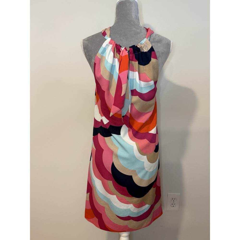 Trina Turk Striped Silky Mini‎ Halter Shift Mini Dress Sz XS Colorful Sleeveless - Picture 6 of 9